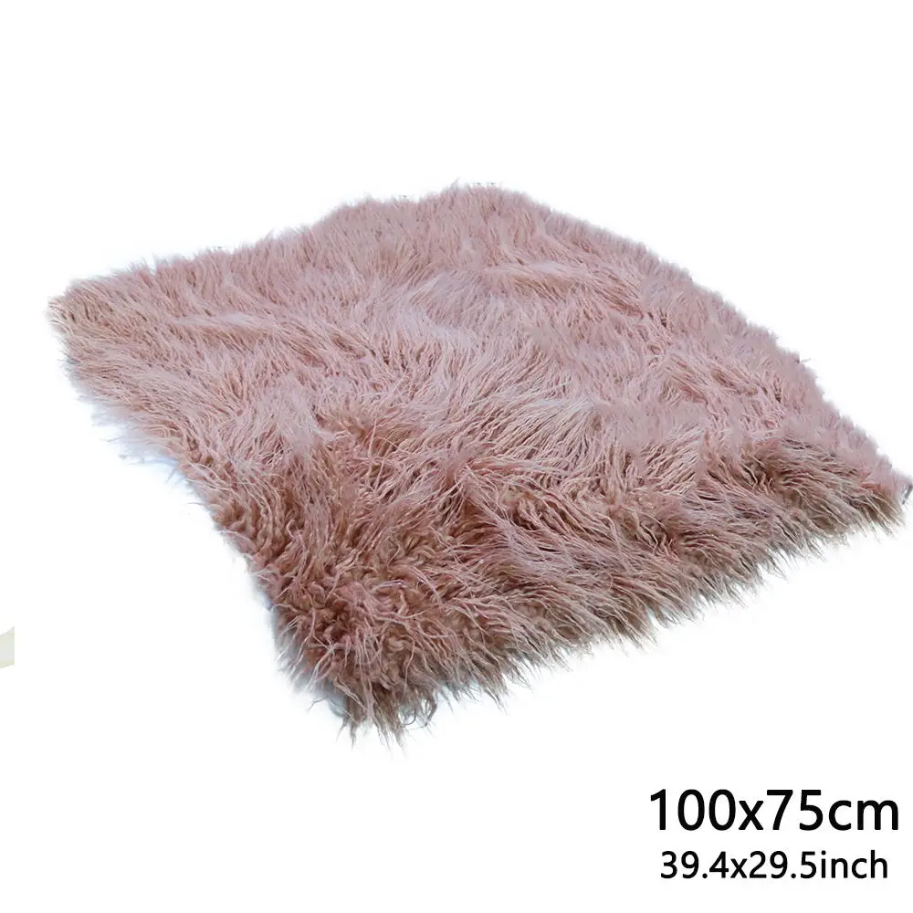 Pale pink 100-75 D& J/реквизит из искусственного меха для новорожденных; Корзина с наполнителем; реквизит для фотосессии; фон для фотосъемки; одеяло для младенцев - Цвет: Pale pink 100-75