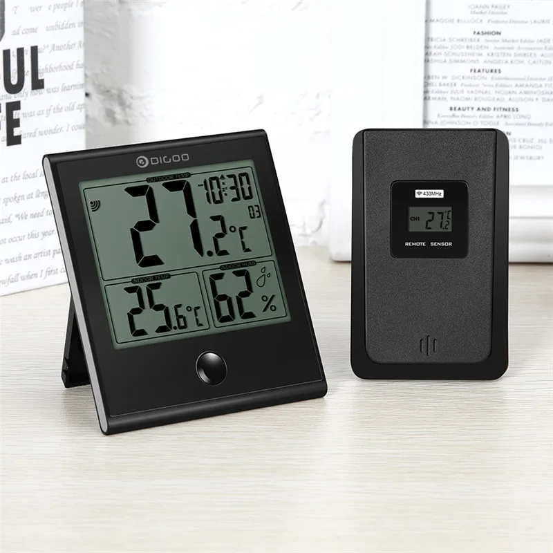 Digoo DG-TH1180 домашний комфорт Крытый открытый стеклянная панель термометр гигрометр Будильник Температура Влажность монитор
