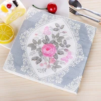 20 vintage napkins paper tissue green pink gray printed flower butterfly decoupage wedding serviette party handkerchief decor