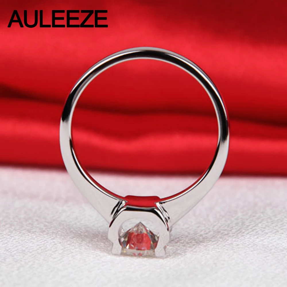 Classic Prong Setting 9K White Gold Engagement Rings For Women Round 1CT NSCD Simulated Diamond Solitaire Ring Wedding Jewelry | Украшения