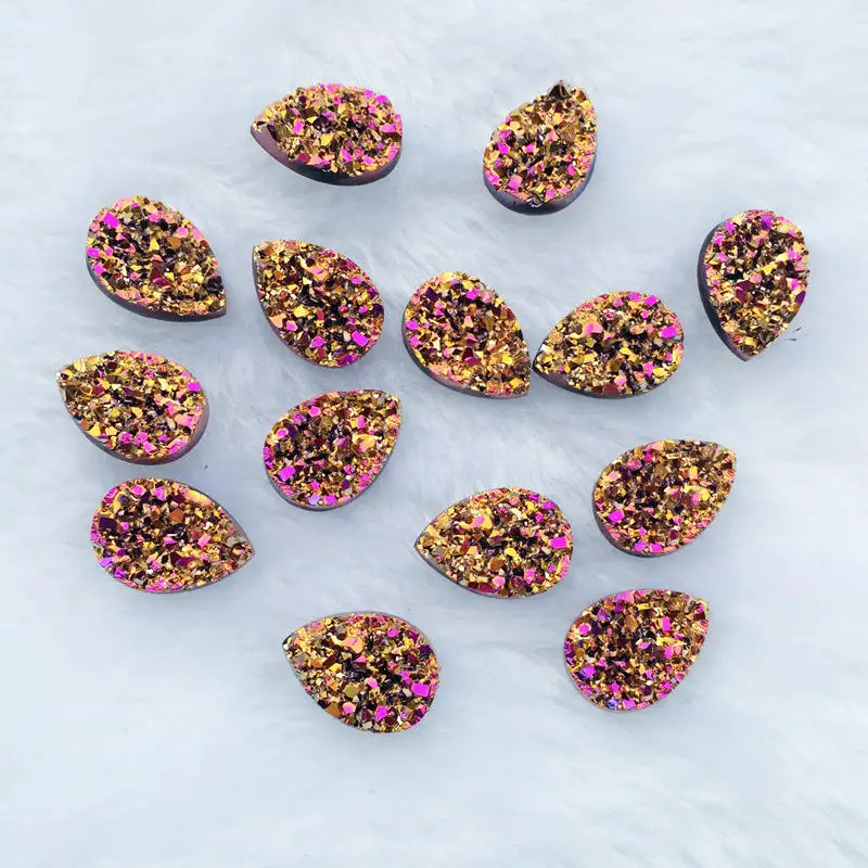 Glitter Rose Gold DIY Rhinestone buttons Water Drop 10*14mm Ore AB Resin Crystals Stones 50pcs/lot S33|Стразы| |