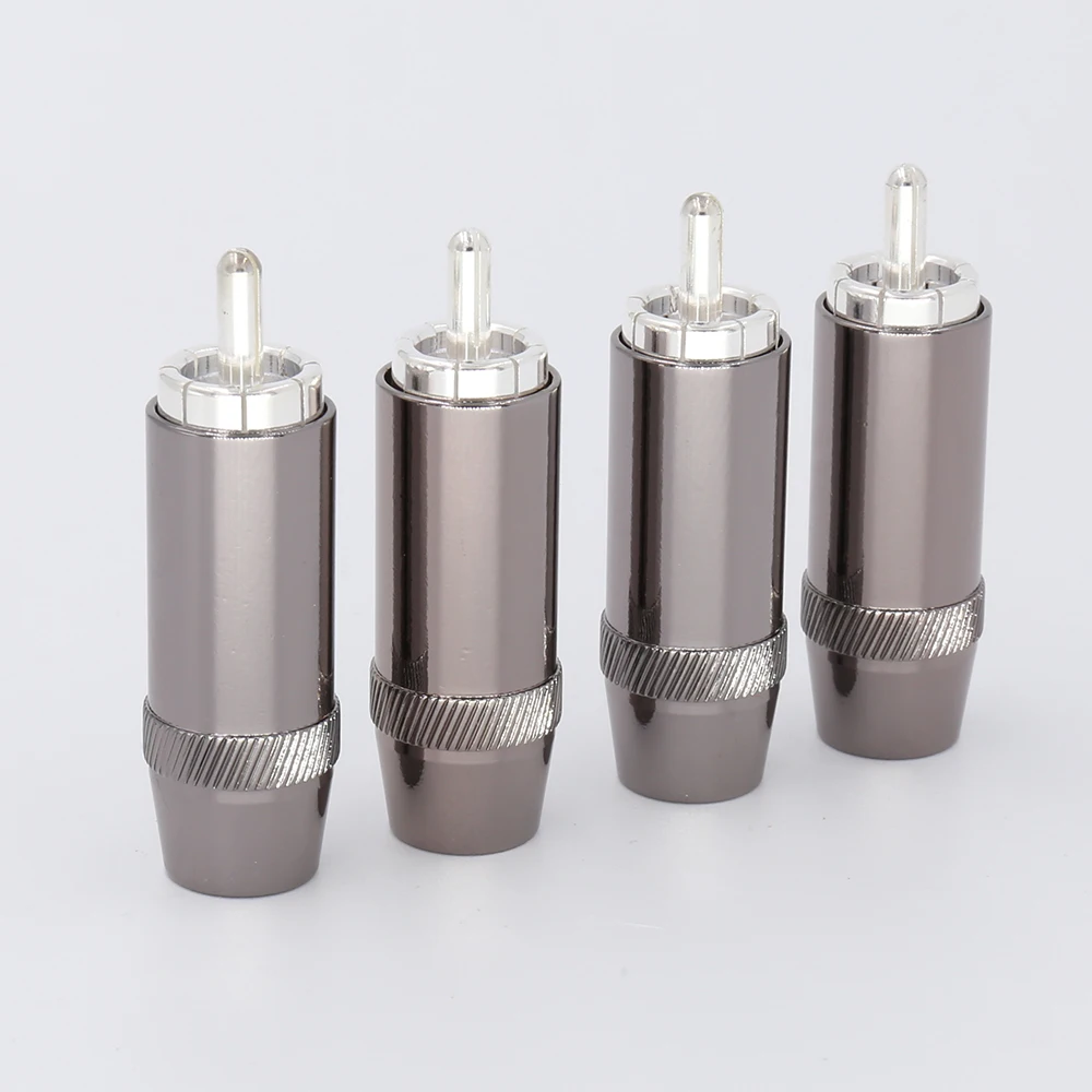 

HIFI Silver Plated pure copper Audio RCA Plug 8mm Cable speaker Connector