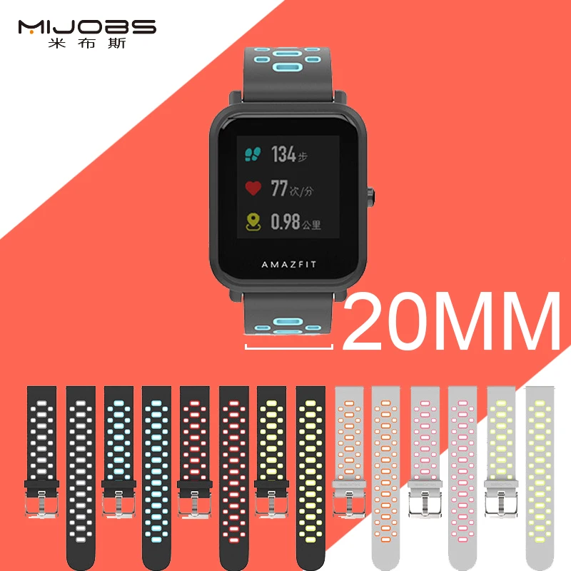 Цветной силиконовый ремешок для amazfit Xiaomi Amazfit Bip сменные Смарт-часы спортивные