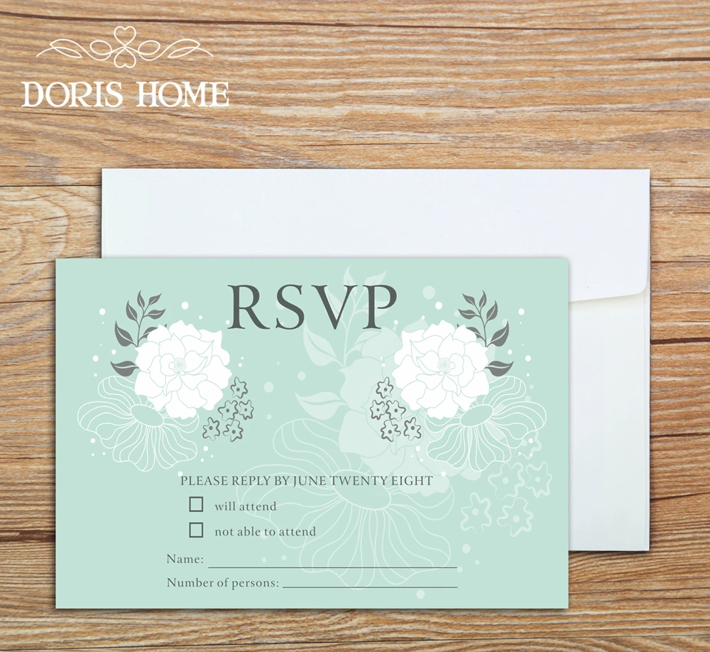 

Personalized RSVP Card with Free Envelope for Wedding / Party,50 pcs/lot,R4