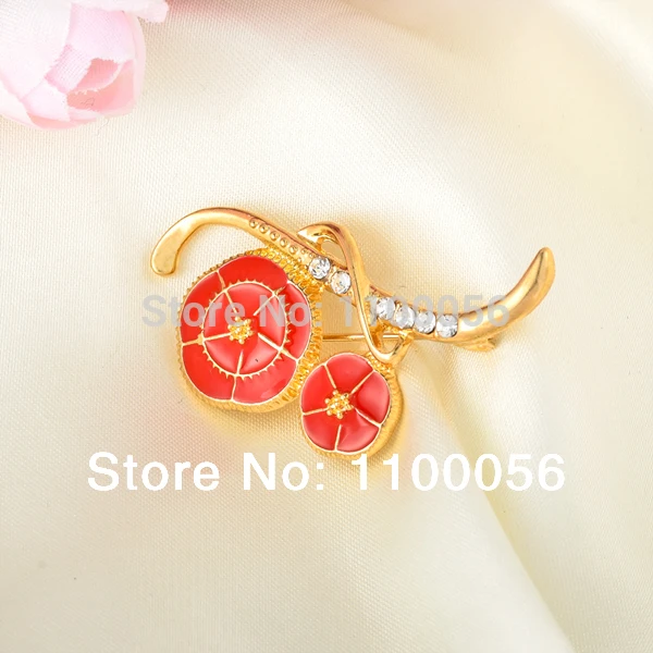 Бесплатная доставка 2019 Yiwu горячие новые продукты красная брошь со стразами для
