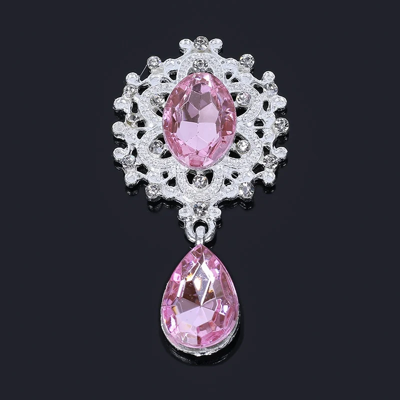 Pink Новинка, хит, 50 шт., серебряные овальные Стразы в центре и в форме капли, кнопка для украшения свадебного стекла, одежда для рукоделия LP140 - Цвет: Pink