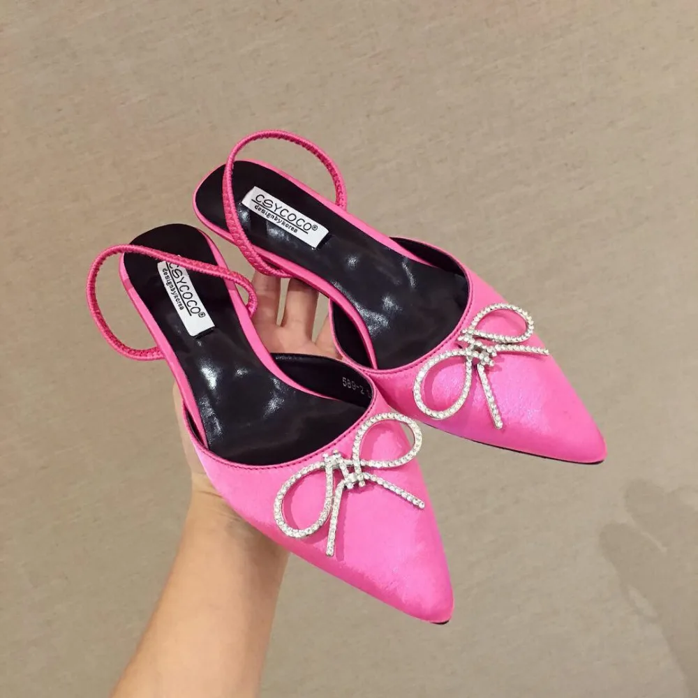 Брендовые блестящие шлепанцы с кристаллами femme sapatos розовые шелковые Тапочки