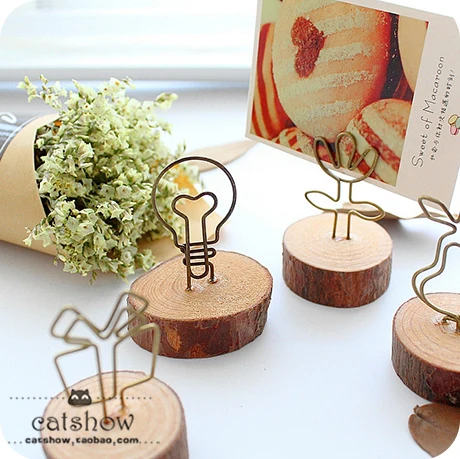 zakka retro photos show Creative Pastoral ornaments seat iron log message Clip Notes folder name card holder | Канцтовары для офиса