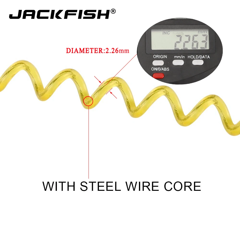 JACKFISH Fishing Retention Ropes with Camping Carabiner Secure Lock Steel wire Rope Tools Accessories | Спорт и развлечения