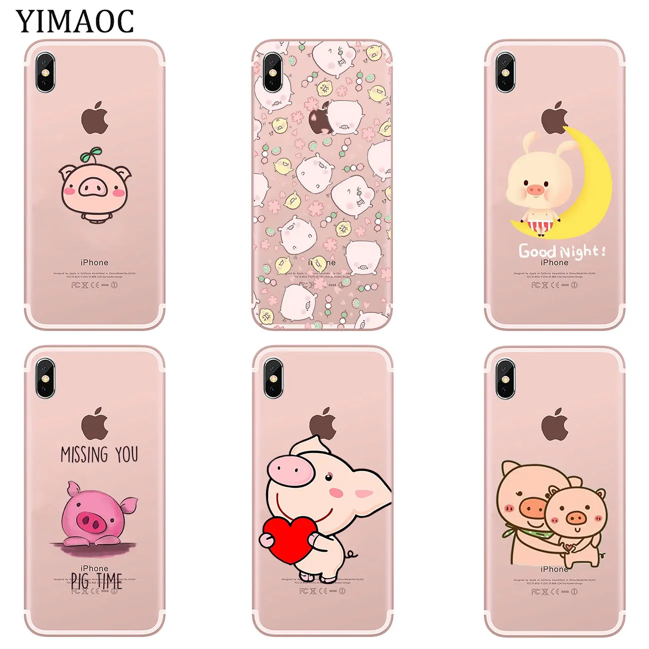 YIMAOC Piggy Милый Мягкий силиконовый чехол для телефона iPhone XR X XS 11 Pro Max 5 5S SE 6 6S 7 8 Plus 10 TPU