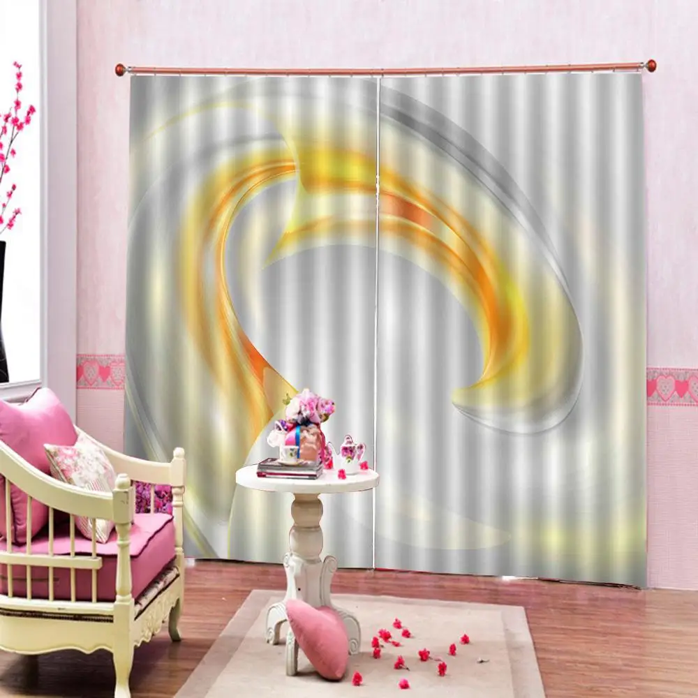 3D Curtain Luxury Blackout Window Living Room white yellow curtains curtain | Дом и сад