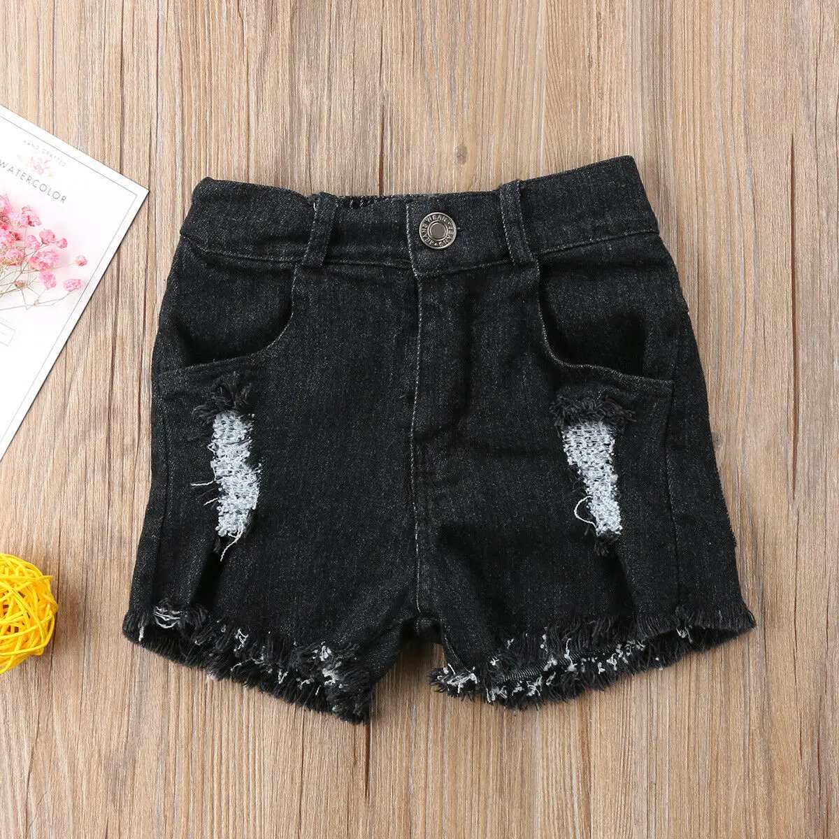 Одежда для маленьких девочек на лето джинсовые штаны с дырками новорожденных