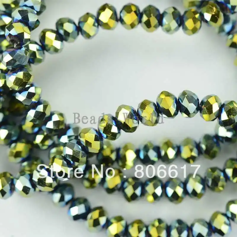 200 зеленый цвет AB ограненные хрустальные стеклянные бусины разделители Rondelle 4x3 мм