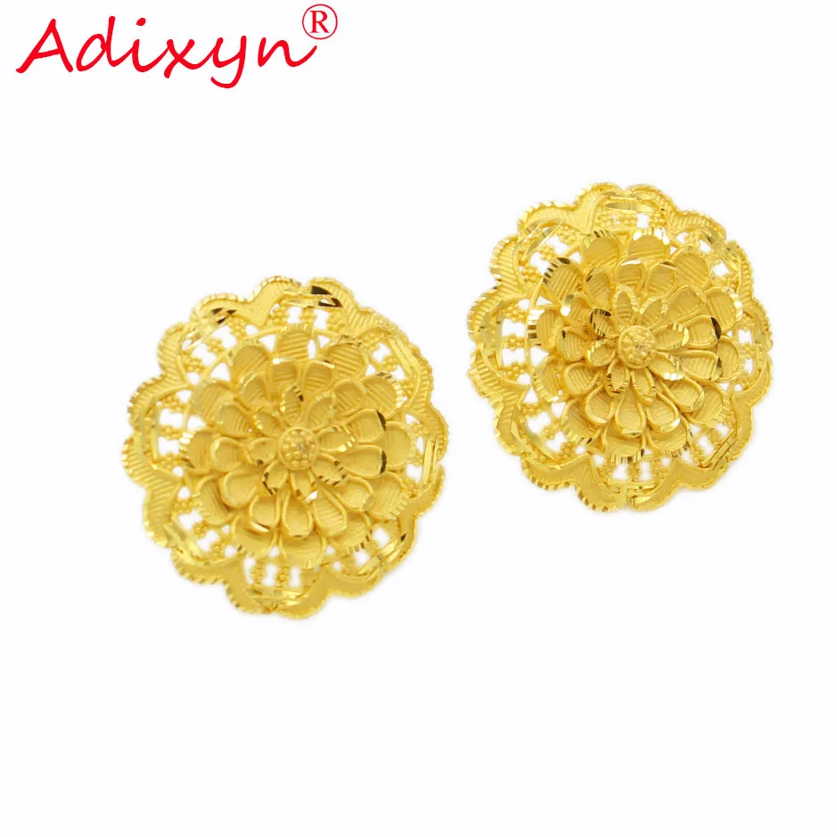 Adixyn новые большие круглые серьги гвоздики для женщин/девушек золотой цвет/Медь