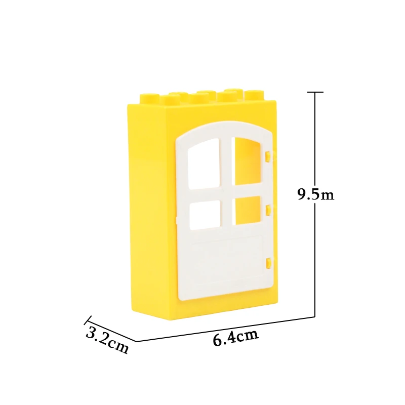 YELLOW door frame Дом большие частицы строительные блоки Аксессуары Совместимые Duplos набор кирпичи карнизы окна двери крыши игрушечные плитки для детей подарок - Цвет: YELLOW door frame