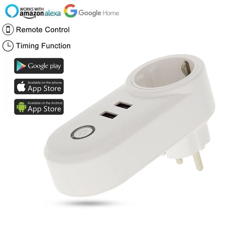 WiFi умная розетка с европейской вилкой Беспроводная 2 USB разъемами Wifi Пульт