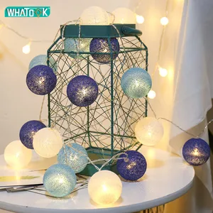 Гирлянда из хлопковых шариков, светодиодное освещение на батарейках, Рождественская цепочка для спальни, вечевечерние НКИ, свадьбы, сказочное украшение