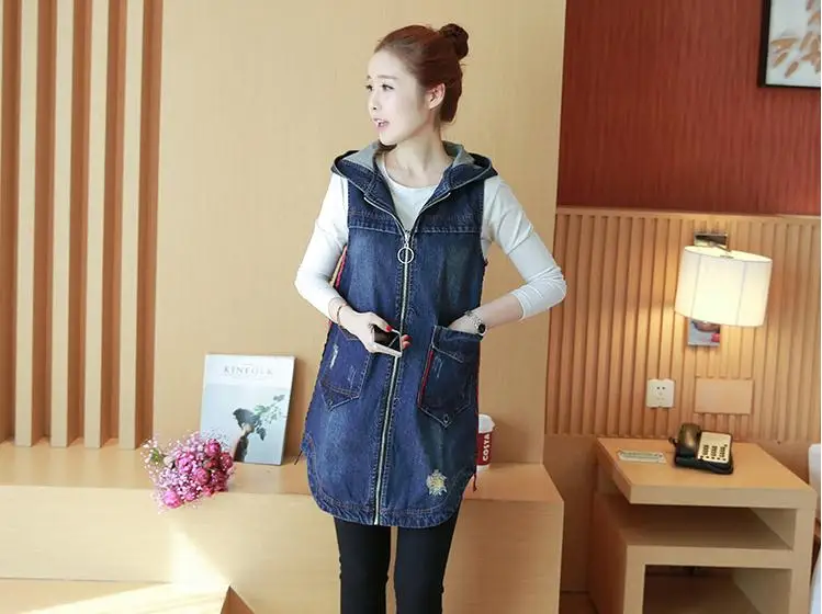 Женская Весенняя свободная жилетка с капюшоном 2018 | одежда