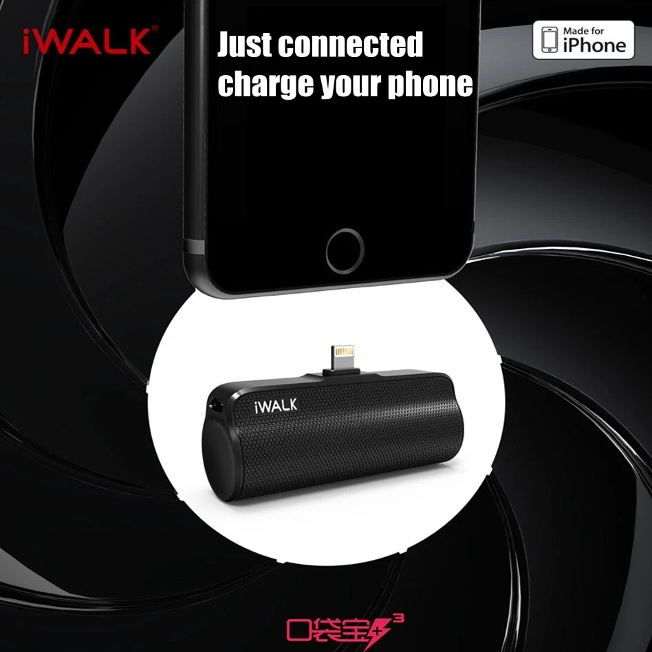 IWalk 5000 мАч карманный внешний аккумулятор Type C со встроенным MFI 8 контактным кабелем