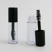 5pcs travel mini empty clear as mascara tube 1ml vial bottle container with black cap for eyelash growth mascara