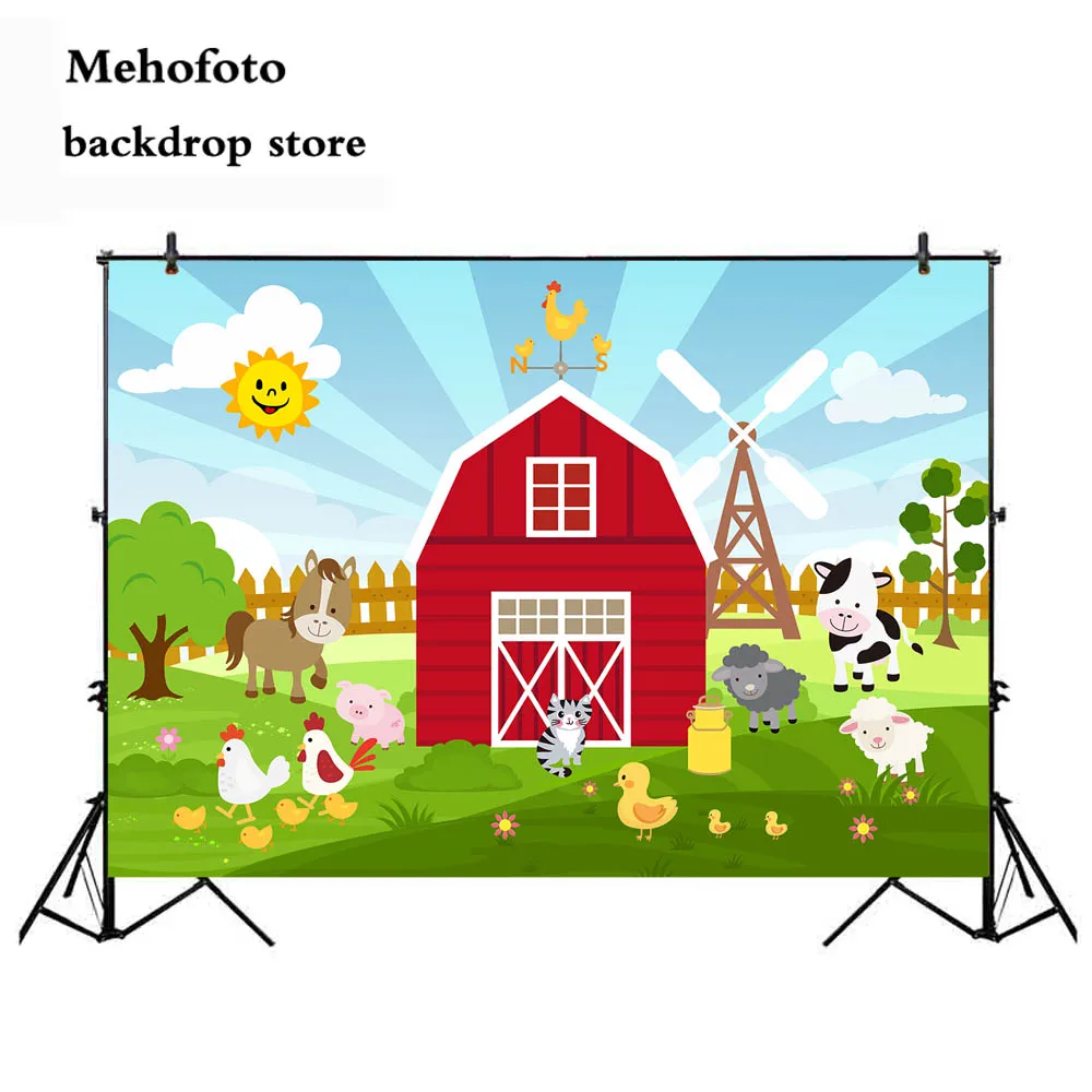 Фон для фотосъемки MEHOFOTO с изображением животных из мультфильма фермы травы