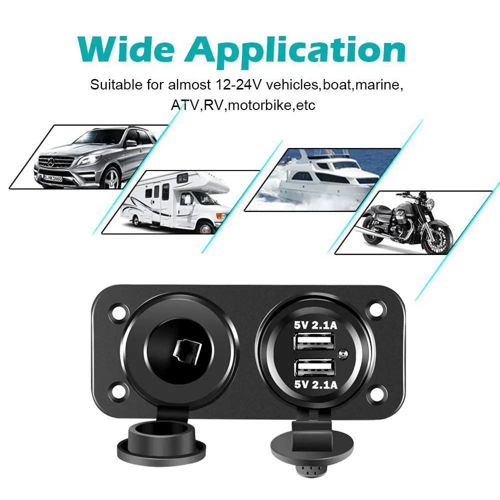 Автомобильное зарядное устройство с двумя USB портами 12 24 В 2 1 А и со светодиодной