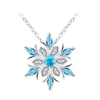 garilina fashion jewelry snowflake blue cubic zirconia silver color necklace pendant for women wedding engagement gift ap2120