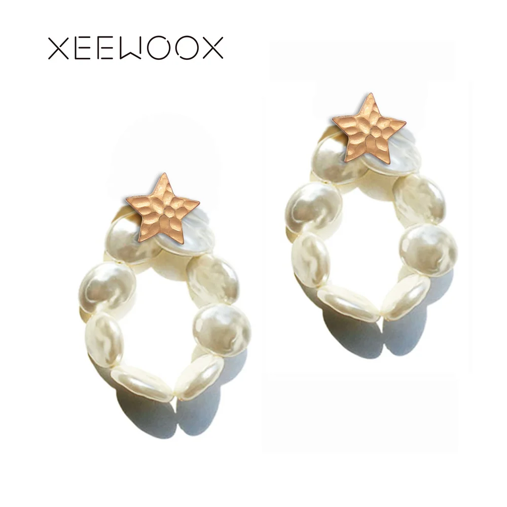 XEEWOOX 2019 Boho Retro circular Pearl Earrings Romantic Designer Gold Grace Creative Drop For Women Gift | Украшения и