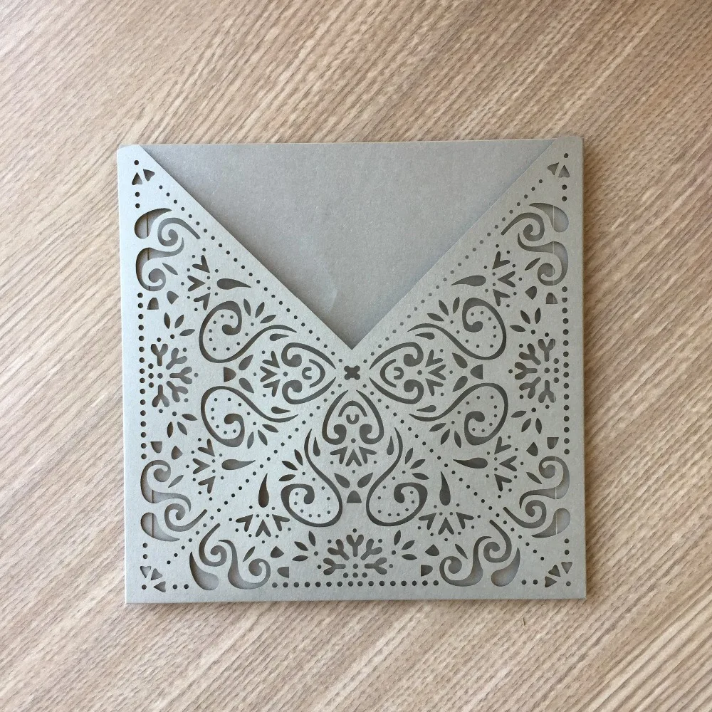 

100Pcs New Laser Cut Pocket Wedding Invitations Cards Luxury Gold Romantic Greeting Cards Business Invitations Party Supplies
