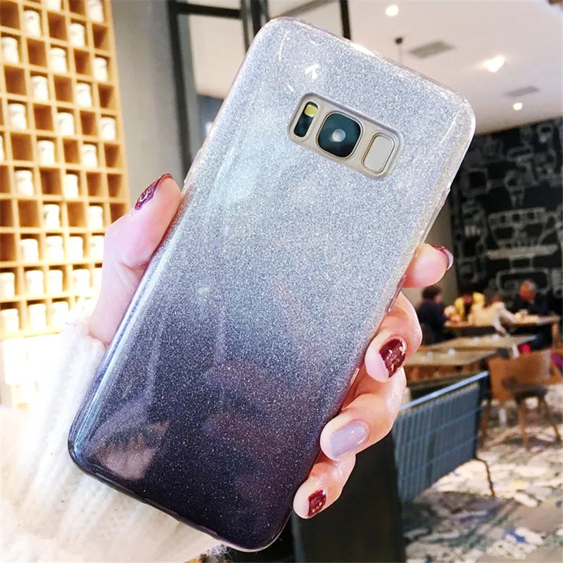 Coffee Чехол с блестящим градиентом для samsung Galaxy A7 A9 A6 A8 J4 J6 плюс S9 S8 плюс S7 S6 край A3 A5 J3 J5 J7 Note 8 9 крышка - Цвет: Coffee