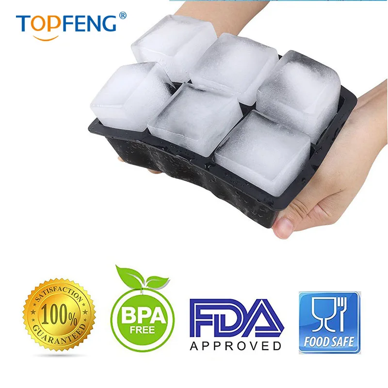 TOPFENG силиконовый лед поднос для льда Сфера круглый круглая формочка для мороженого и большой квадратный форма для льда-черный