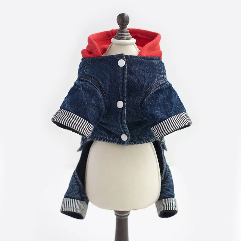 Зимние теплые маленькая собака джинсовое пальто jacketdog щенок комбинезон с