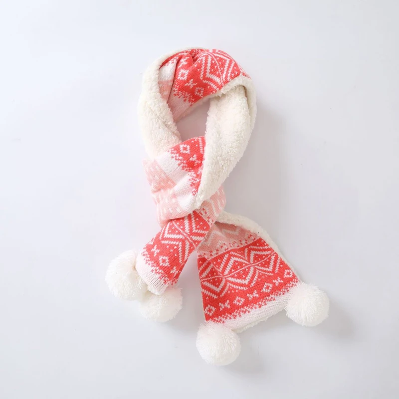 

Winter Kids Knitted Hat /Scarf Fashion Geometry Pattern Thickening Hat Ear Flap Cap Warm Children Christmas New Year Snow Caps