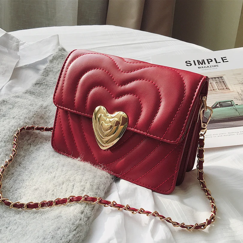 Элитный бренд разработан металлическое сердце Crossbody Сумка Полосатый лоскут