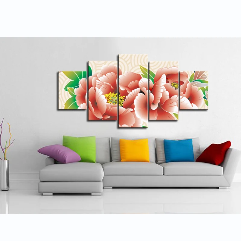 

5 Combination Abstract Flower Canvas Wall Art Picture Home Decoration Waterproof Ink Glossy Canvas Print Modern Art Painting