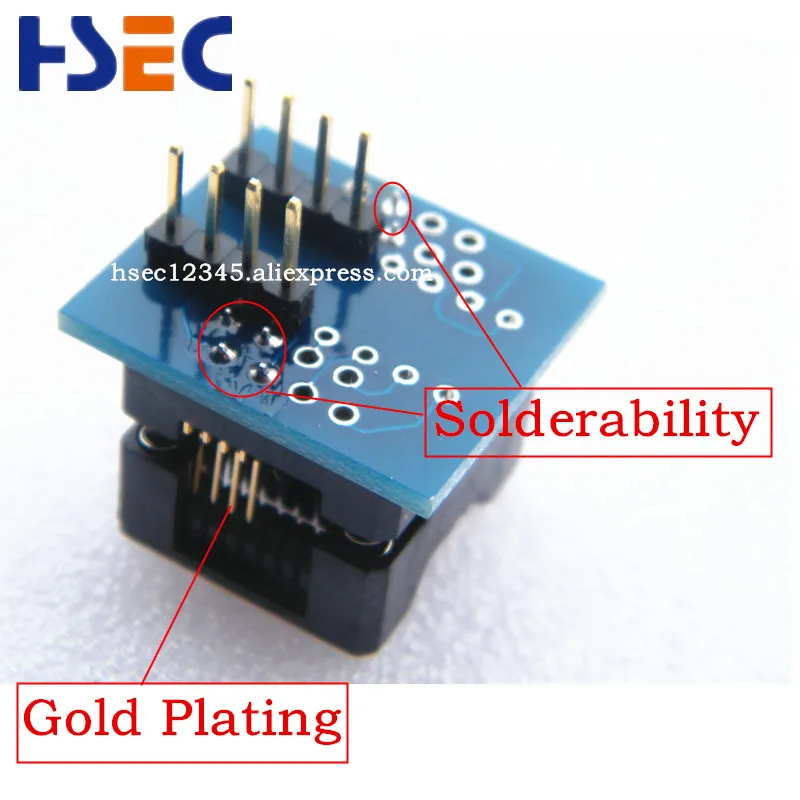 Адаптер SOP8 с гнездом 150mil/SOIC8 на DIP8 адаптер (золотое покрытие) IC программатор