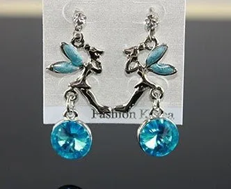 Модные серьги E96 с голубым кристаллом в новом стиле|earings display|earrings ballearring component |