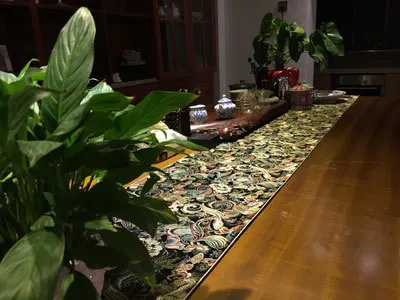 Китайская шелковая в стиле ретро парча скатерть стол бегун кровать флаг черный