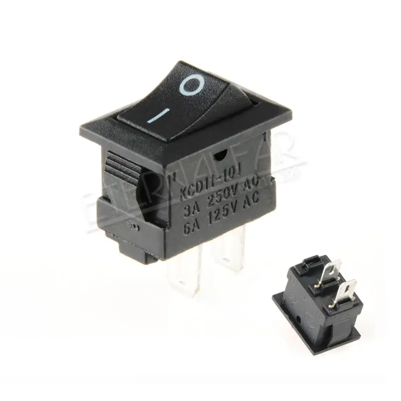 KCD11-Black-2J2D KCD11-101 кнопочный переключатель 10x15 мм SPST 2Pin 3Pin 3A 250V 6A KCD11 оснастка вкл/Выкл Лодка кулисный переключатель 10 мм* 15 мм черный красный белый - Color: KCD11-Black-2J2D