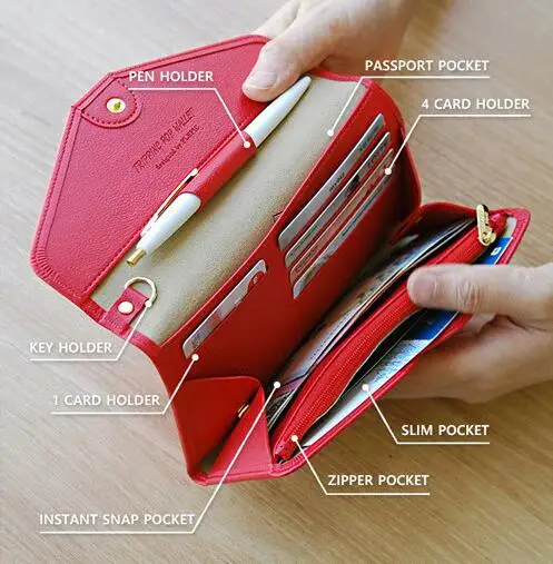 Темперамент большой емкости элегантный кожаный Длинный кошелек мужчины