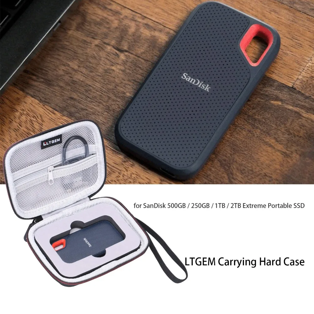 LTGEM EVA Жесткий Чехол для двойной флеш-накопитель SanDisk 500 GB/250 GB/1 ТБ/2 ТБ Экстрим Портативный SSD(SDSSDE60) путешествия защитный чехол для хранения B