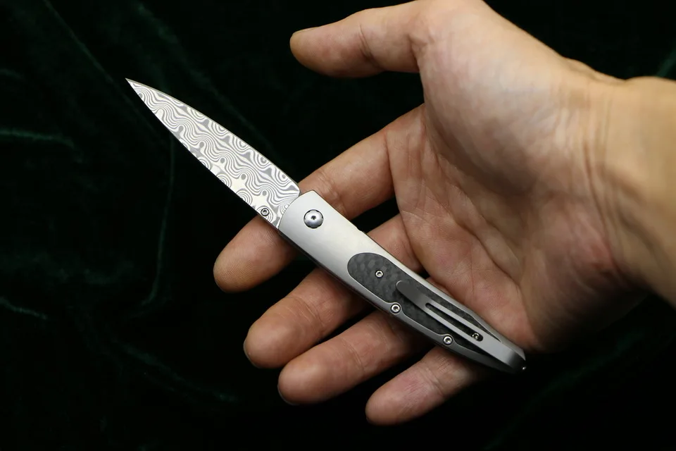 Складывающийся нож William Henry Gentac B30 m390, дамасское лезвие, титановые карманные ножи для кемпинга, выживания, фруктов, инструмент для повседневного использования