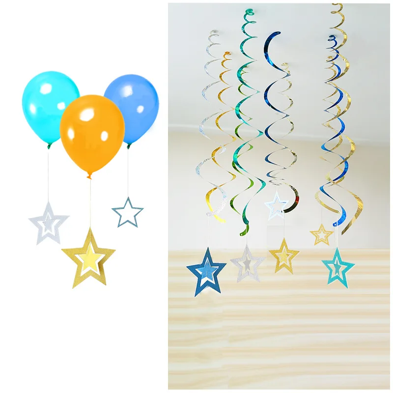 7 шт./компл. бумажные Подвески в виде открыток с полыми звездами свадебные