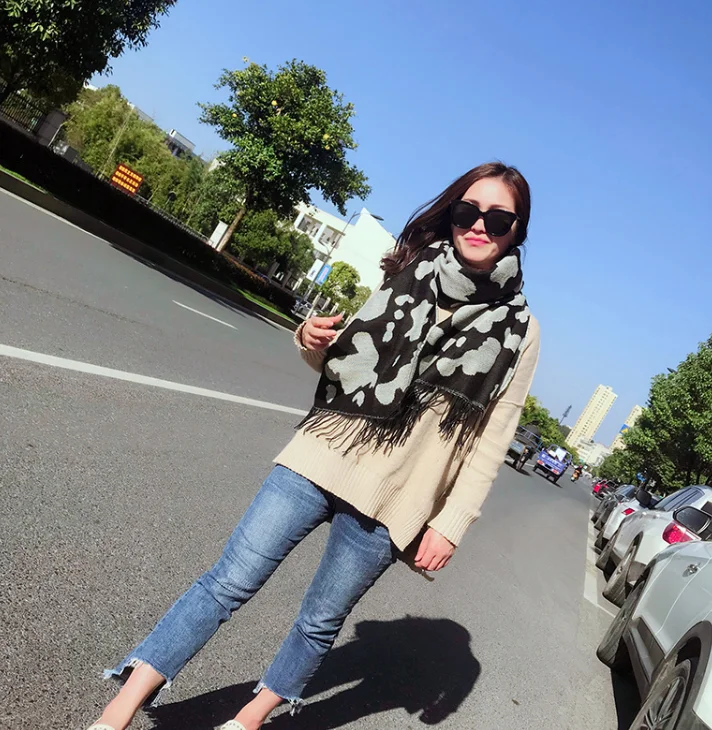 

Milk stain spots Winter scarf wraps Imitation Cashmere pashmina women scarfs thick Dual shawl hijab poncho for ladies