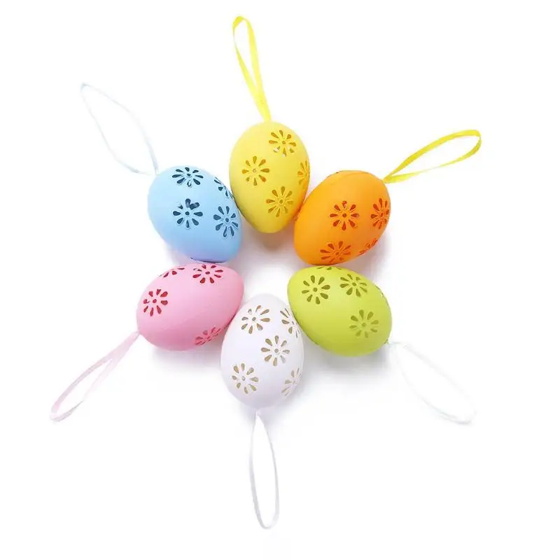 Easter Eggs 6 шт. пасхальные яйца Детские украшения пластиковые яйца полые DIY крашеные яйца кулон Детские подарки орнамент - Цвет: Easter Eggs