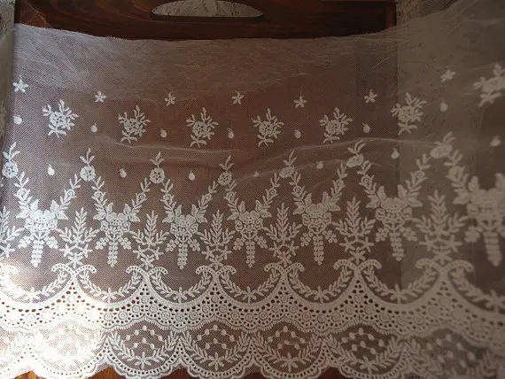 Сетчатое кружево с вышивкой 5 ярдов хлопчатобумажная кружевная ткань цветочным