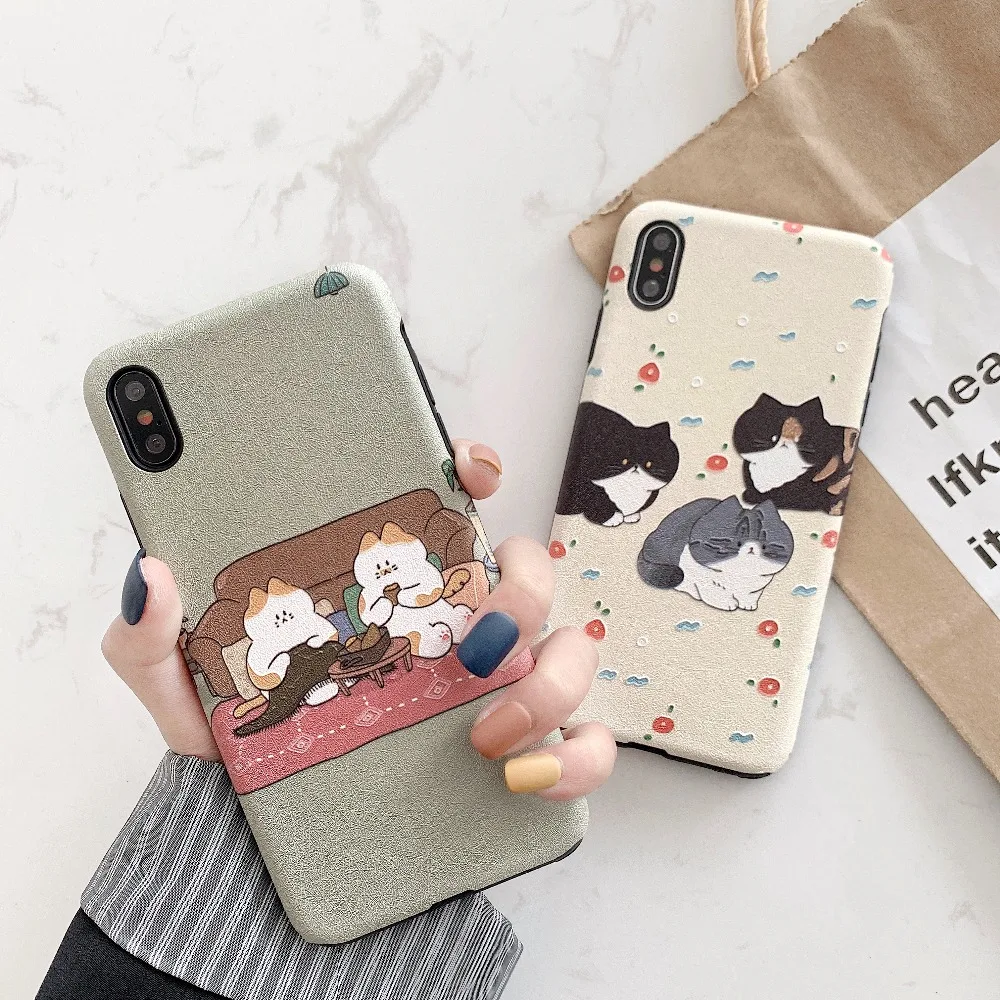 ORYKSZ Cartoon Cat Matte Soft Phone Cases For iphone XS Max Case X XR 8 7 6S 6 Plus Cover Fashion Silicone Capa |