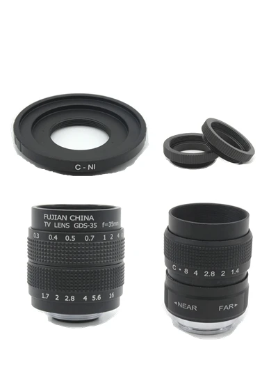 

2 in 1 25mm F1.4 CCTV + 35mm F1.7 CCTV TV Movie lens +Macro ring for Nikon 1 AW1 S2 J4 J3 J2 J1 V3 V2 V1 mirrorless Camera C-NI