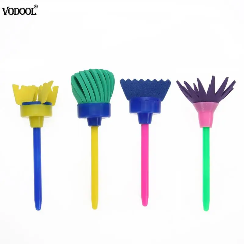VODOOL 4 шт./компл. Цветочная художественная кисть вращающаяся Поворотная губка для