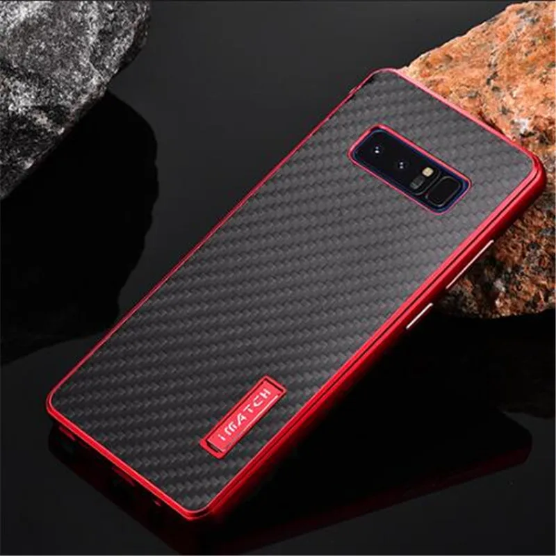 black red Imatch чехол для samsung Примечание 8 9 Note8 металлический корпус алюминий+ углеродного волокна задняя крышка для samsung S8 S9 плюс Примечание 9 8 coque - Цвет: black red